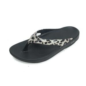 Oofos Oolala Limited Cheetah Sandals Thong Flip Flops Shoes 9